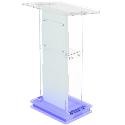 Acrylic Podium Frosted Look Front Panel With Blue LED Light Base