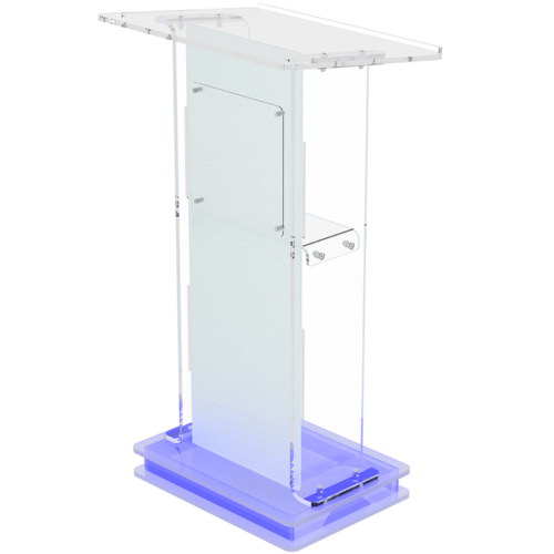 Acrylic Podium - High-Quality Steel Frame, Frosted Look Front Panel, Stylish and Durable Design for Presentations