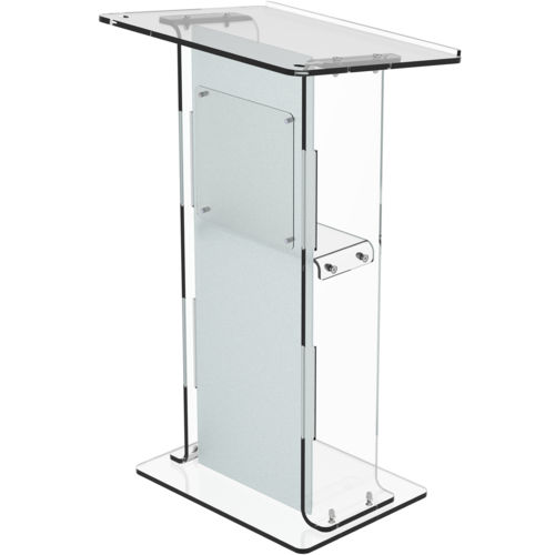 Acrylic Podium Frosted Look Front Panel with Clear Side Pillars