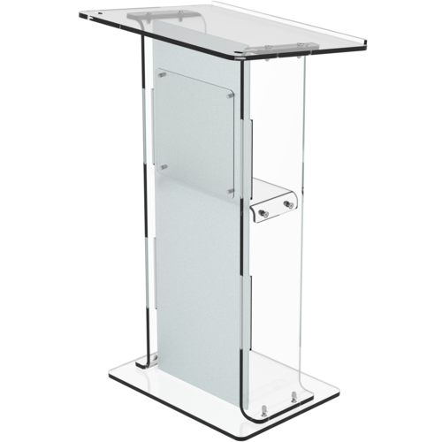 Decorative Acrylic Podium Frosted Look Front Panel with Clear Side Pillars