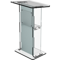 Decorative Acrylic Podium Frosted Look Front Panel With Clear Side Pillars