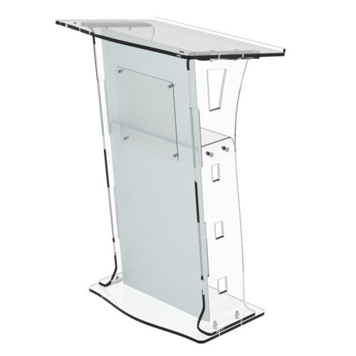 Acrylic Podium Frosted Look Front Panel with Clear Side Pillars