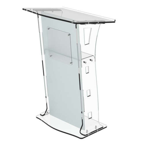 Acrylic Podium - Frosted Look Front Panel, Clear Side Pillars for Enhanced Visibility and Elegant Presentation