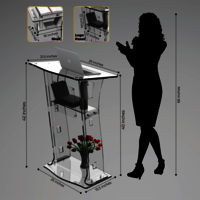 Classic Concepts CCP062 Acrylic Podium Frosted Look Front Panel with Clear Side Pillars