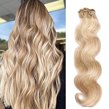 BLONDE CLIP HAIR EXTENSIONS 