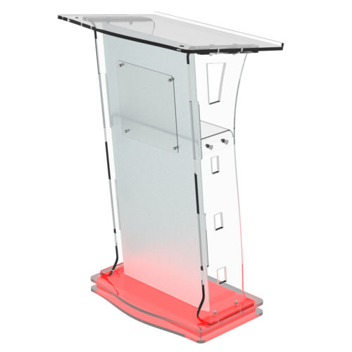 Acrylic Podium Frosted Look Front Panel with Red LED Light Base