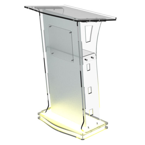 Acrylic Podium Frosted Look Front Panel with Yellow LED Light Base