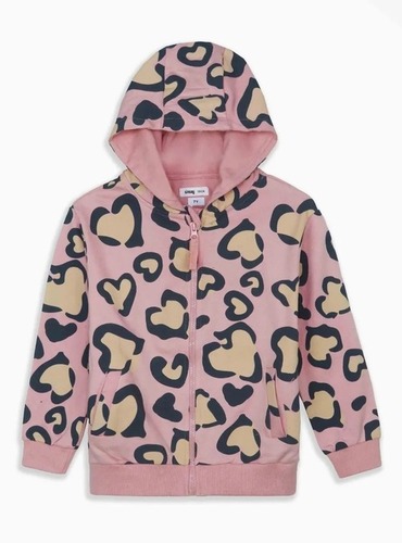 Sinsay Girls Animal Aop Full Zipper Sweatshirt
