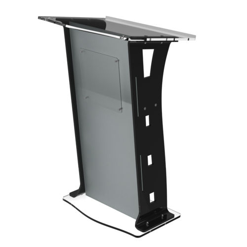 Acrylic Podium Frosted Look Front Panel With Black Pillars