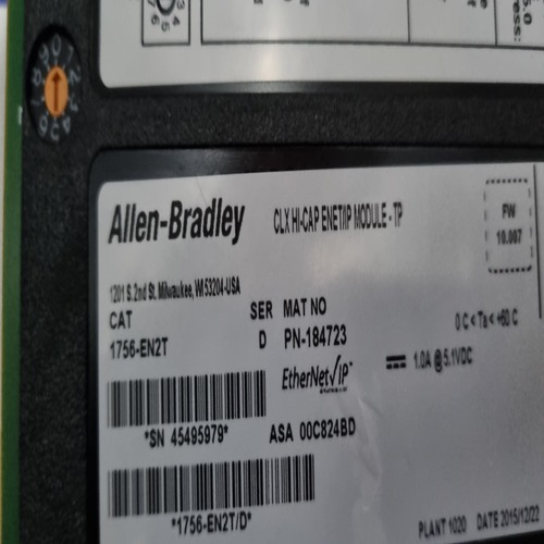 ALLEN BRADLEY 1756-EN2T SER D CLX HI-CAP ENET/IP MODULE-TP 1756EN2T