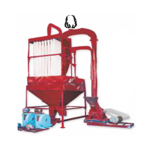 Heavy Duty Mild Steel Body Grinding Impact Pulverizer For Lead Oxide Chemicals Stock Cyclone System - Color: Red Paint Coated