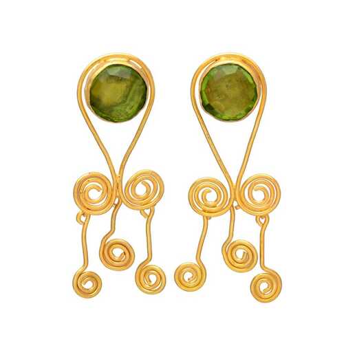 New arrival green peridot hydro gemstone earrings