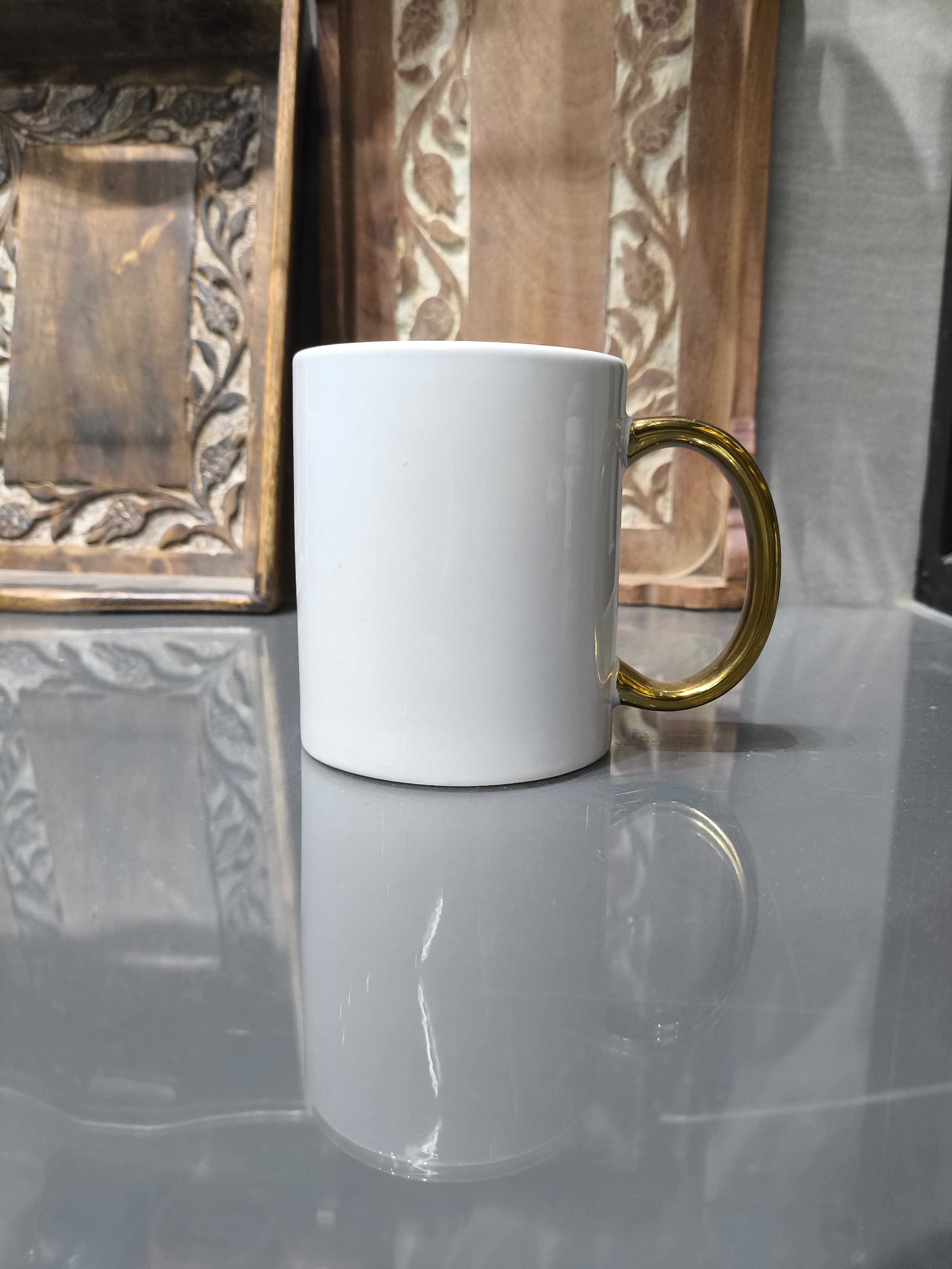 Golden Handle White Sublimation Mug