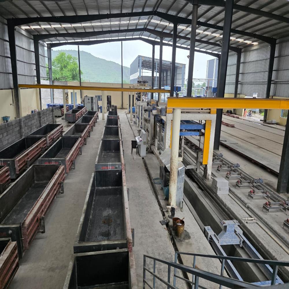 Automatic AAC Block Manufacturing Plant - 104 CBM Size, Mild Steel Material, Electric Drive Type, 1 Year Warranty | Fully Automatic Design