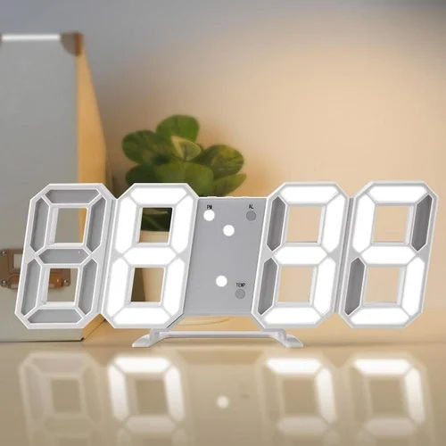 3D Led Digital Wall Clock For Home - Color: White