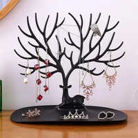 Deer Tree Jewellery Display Holder - Durable Plastic, 12cm X 15cm X 20cm | Sleek Black Finish, Unique Deer Tree Design, Multifunctional Storage