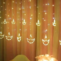 Diya Curtain Light 5 Big Diya And 5 Small