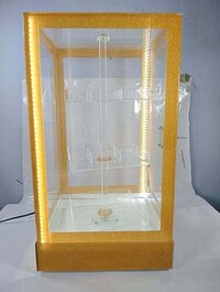 Acrylic Display Showcase - Clear And Milky 4mm/3mm Thickness, 400mm Diameter X 700mm Height Hexagonal Design, Top Light With Dual Switches