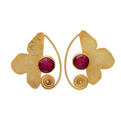 New arrival golden Dyed Ruby gemstone earrings