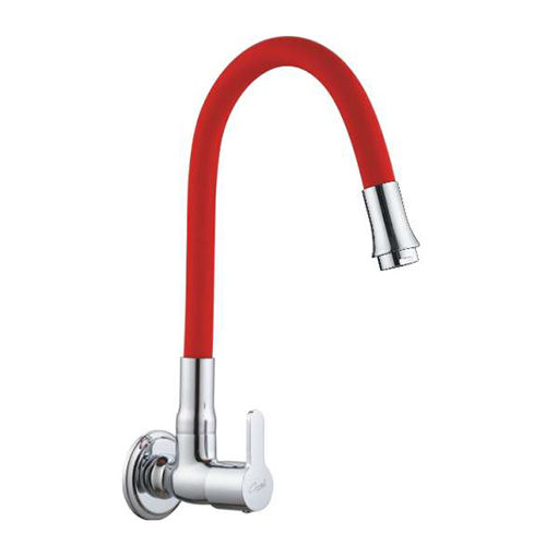 Red Single Flow Sink Cock - Color: Silver