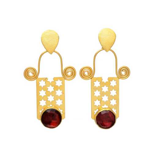 New arrival golden Ruby hydro gemstone earrings