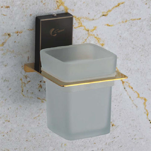 Black And Pvd Gold Tumbler Holder - Finish: Glossy