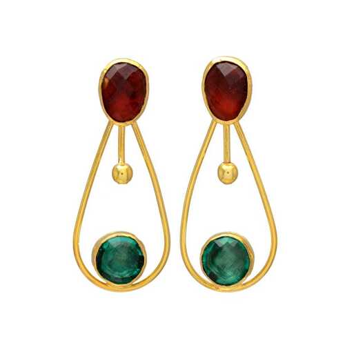 New arrival golden sparkling emerald hydro gemstone earrings