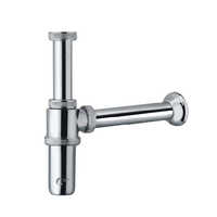 Deluxe Bottle Trap - Brass, 12 Inch Length, Glossy Silver Finish | Round Shape, Easy Installation, Clog-resistant Design