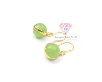 Prehnite Gemstone With 18K Gold Plated Handmade Fashion Hoop Earrings