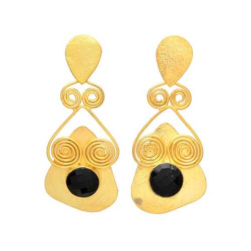 New arrival spiral design with black onyx gemstone earrings