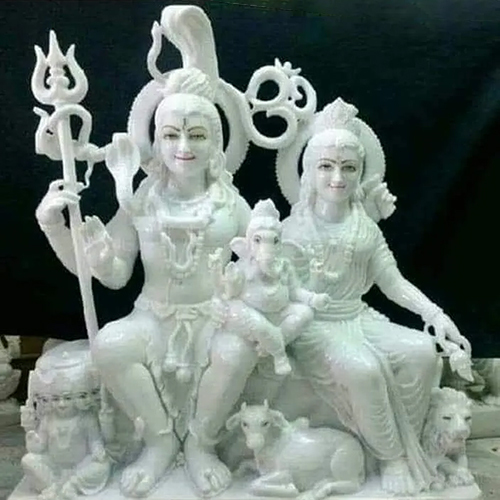 White Marble Lord Shiva Parivar Statue