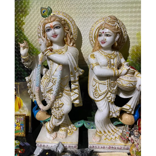 Polished Marble Shri Radha Krishna Statue