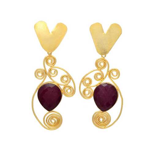 New arrival Dyed Ruby with heart design earrings