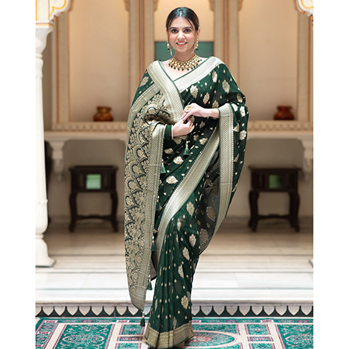 Fancy Buta Fabric Georgette Silk Double Zari Saree