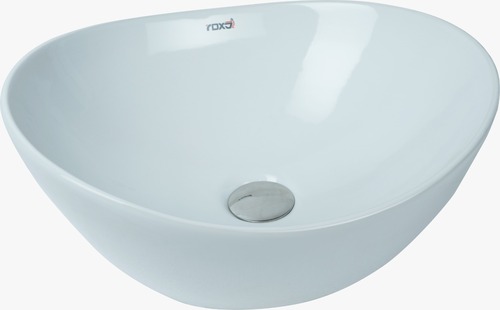 TABLE TOP BASIN VEGA - White Ceramic , One Piece Design, Above Counter Installation, Unique Shape, Lightweight 8 KG Sink