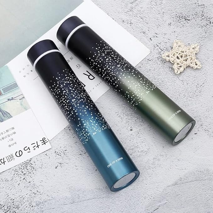 Mitsico Slim & Thin Stainless Steel Vacuum Insulated Thermos Water Bottle Dotted Print 1 Pcs, 280 Milliliters