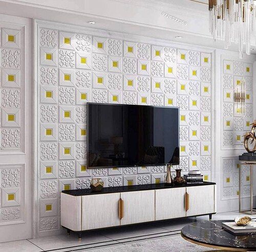 3D Brick Gold Wallpaper