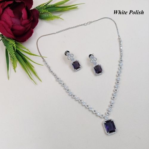 Elegant Shiny American Diamond Necklace Set