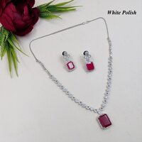 Elegant Shiny American Diamond Necklace Set