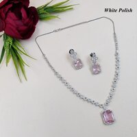 Elegant Shiny American Diamond Necklace Set