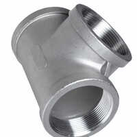 Mild Steel Tee - 6mm Thickness, 2" Outer Diameter In Silver | Polished Surface Treatment, Threaded Connection