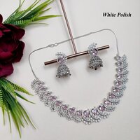 Fashionable Floral Design American Diamond Necklace Set