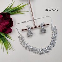 Fashionable Floral Design American Diamond Necklace Set