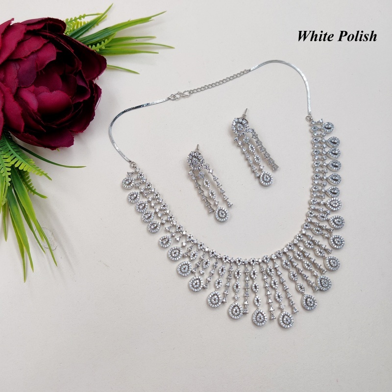 New Stylish Shiny American Diamond Necklace Set