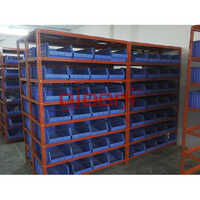 Slotted Angle Bin Rack - Mild Steel, Different Sizes | Durable, Professional Blue Color, Ideal For Industrial Storage