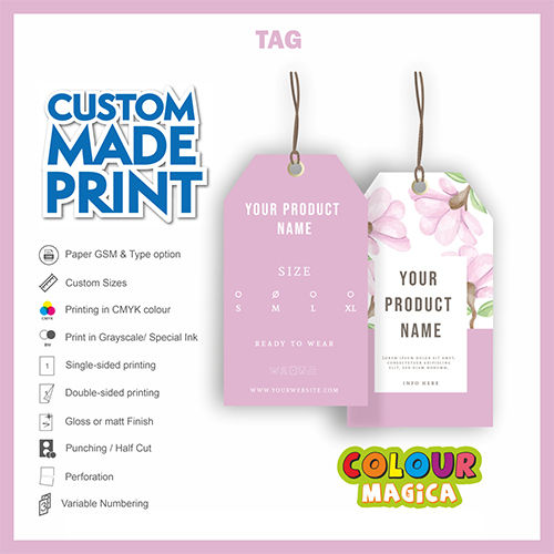 Printed Cloth Tags - Color: Pink