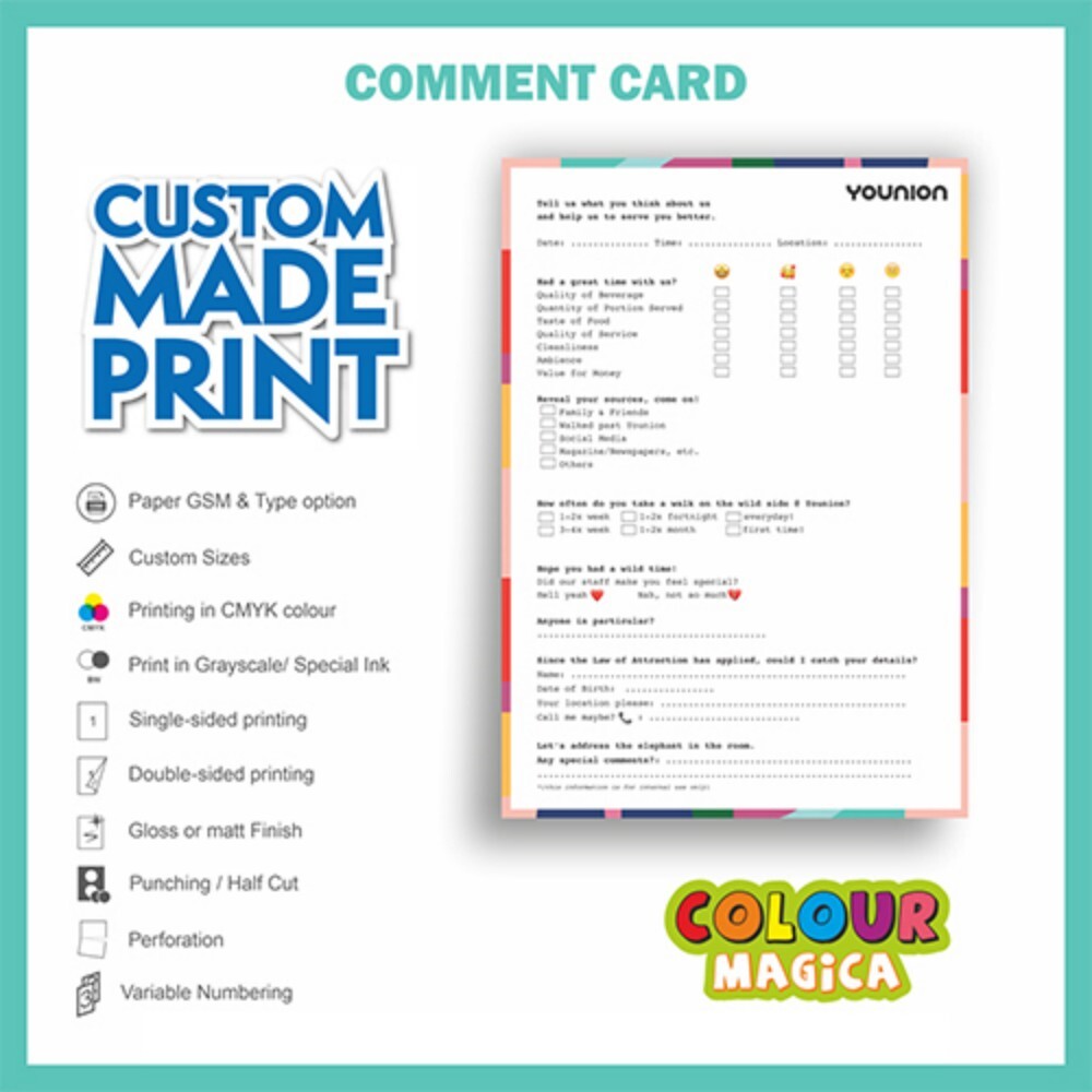 Comment Card Printing Services