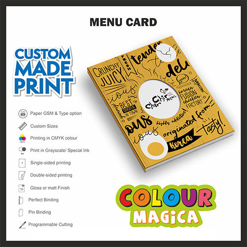 Printed Menu Card Printing Services