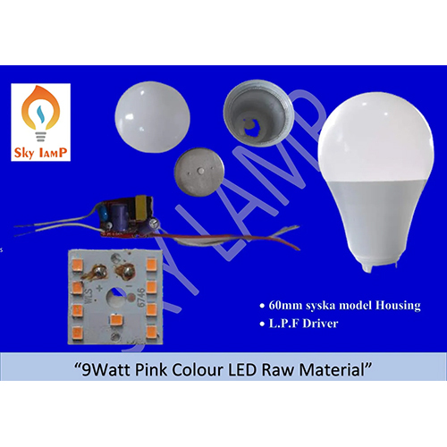 9W LED Pink Colour Bulb Raw Material