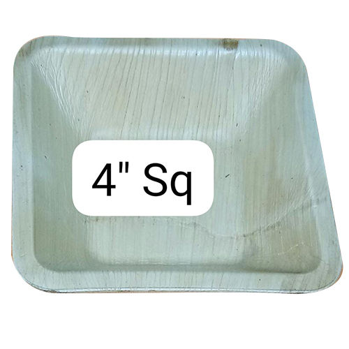 4 Inch Square Areca Leaf Bowl - Color: Off White